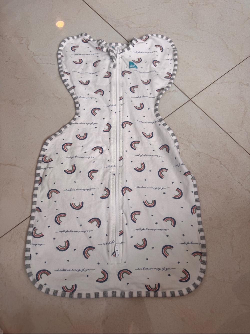 Swaddleme White Rainbow Print Infant Sleep Sack - Cozy Zippered Pajama